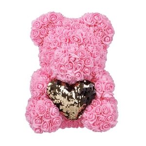 Rose Bear Pink 37cm with gold heart